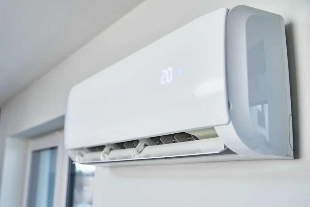 Energy-efficient air conditioning unit installed in a modern home